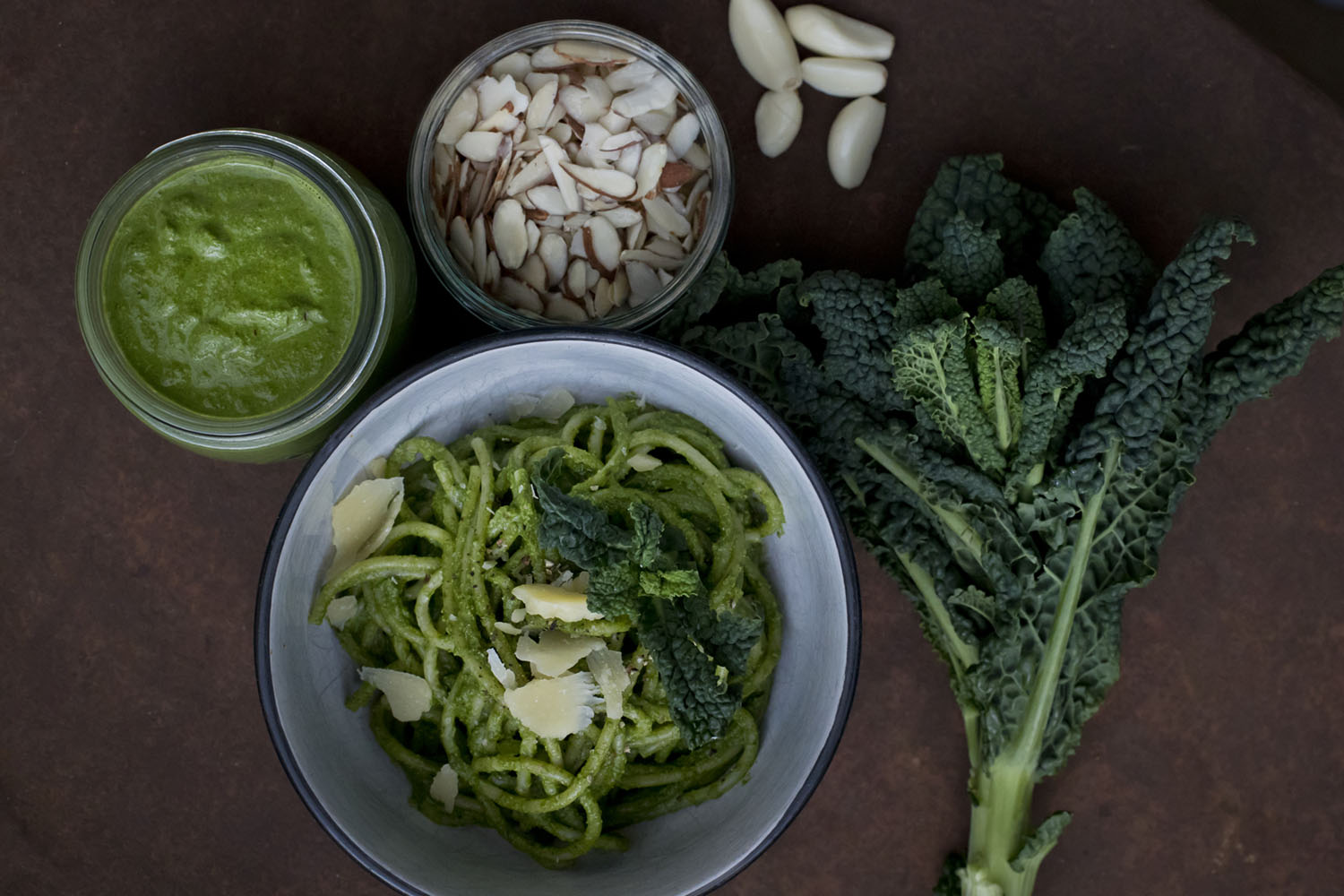 Etta Images Food Photography Christchurch Ōtautahi - Spinach made into Pesto, with Spaghetti