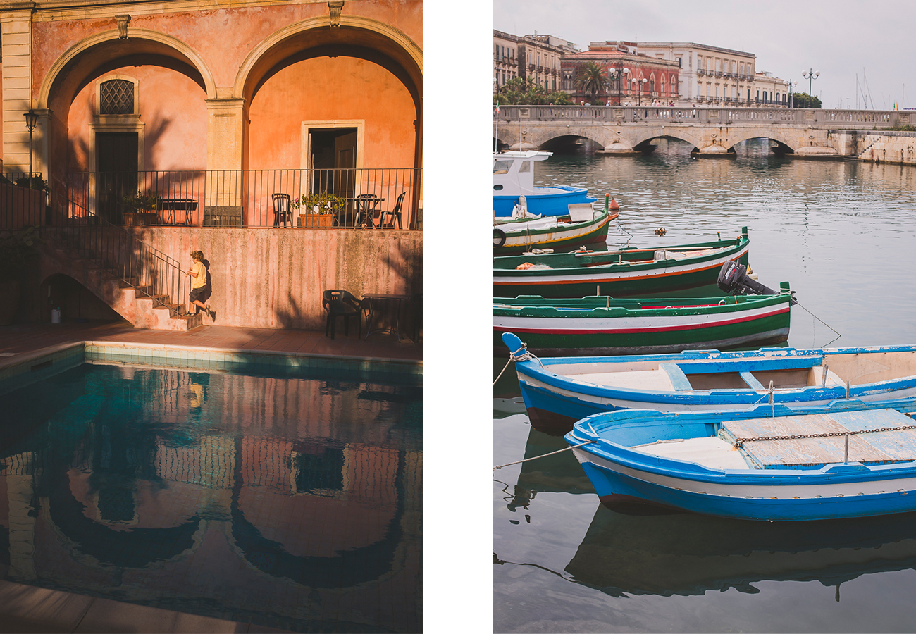 Family Portraits in Italy. Family Portraits in Rome, Naples, and Amalfi Coast. Family Friendly Activities in Italy. Best Italian Photographer. Child enjoying time by a pool at and Italian Villa and boats by the harbour in Italy